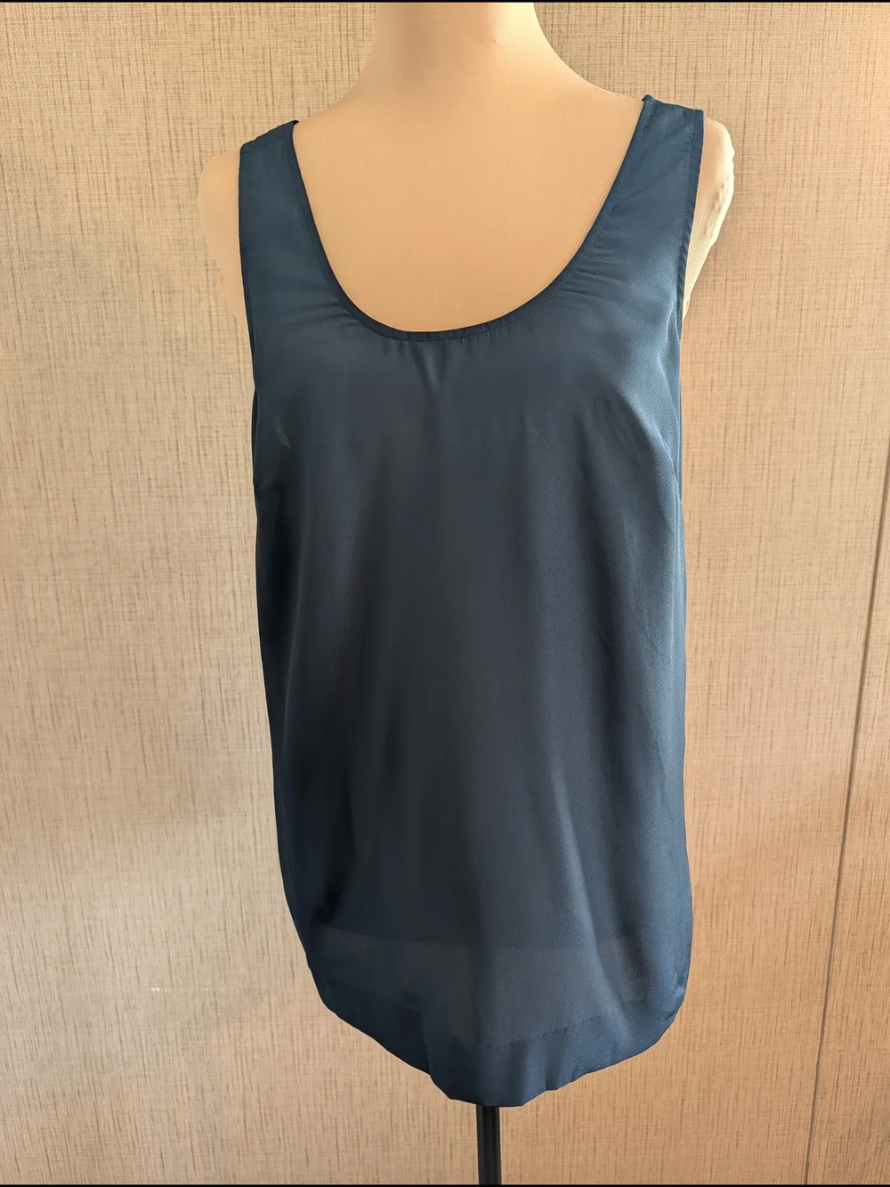 J. Crew Navy Blue Silk-Like Scoop Neck Camisole